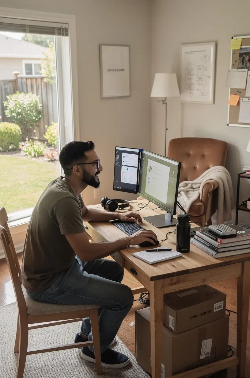 Professional reviewing software interface for accessibility compliance on a laptop.